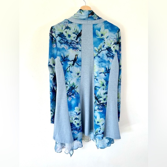 Soft Surroundings Tea Garden Topper Ethereal Open Front Blue Cardigan Sz Medium - Picture 7 of 11